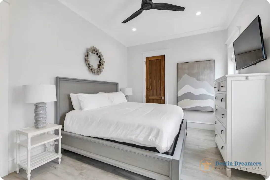 VIP bedroom with an upholstered headboard